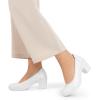 imageDREAM PAIRS Womens Chunky Closed Toe Low Block Heels Work Pumps Comfortable Round Toe Dress Wedding Shoes NereidaWhite