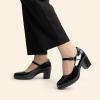 imageDREAM PAIRS Womens Chunky Low Block Heels Mary Jane Closed Toe Work Pumps Comfortable Round Toe Dress Wedding Shoes EDENIABlackpat
