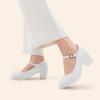 imageDREAM PAIRS Womens Chunky Low Block Heels Mary Jane Closed Toe Work Pumps Comfortable Round Toe Dress Wedding Shoes EDENIAWhite