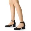 imageDREAM PAIRS Womens Closed Round Toe Low Block Heels Ankle Strap Chunky Heel Pumps Dress Wedding Office Party ShoesBlackpu