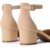 imageDREAM PAIRS Womens Closed Round Toe Low Block Heels Ankle Strap Chunky Heel Pumps Dress Wedding Office Party ShoesNude