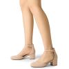 imageDREAM PAIRS Womens Closed Round Toe Low Block Heels Ankle Strap Chunky Heel Pumps Dress Wedding Office Party ShoesNude