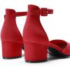 imageDREAM PAIRS Womens Closed Round Toe Low Block Heels Ankle Strap Chunky Heel Pumps Dress Wedding Office Party ShoesRed