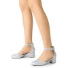 imageDREAM PAIRS Womens Closed Round Toe Low Block Heels Ankle Strap Chunky Heel Pumps Dress Wedding Office Party ShoesSilver