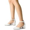 imageDREAM PAIRS Womens Closed Round Toe Low Block Heels Ankle Strap Chunky Heel Pumps Dress Wedding Office Party ShoesWhite