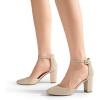 imageDREAM PAIRS Womens Closed Toe Chunky Heels Ankle Strap Low Block Heels Round Toe Dress Bridal Wedding Pumps ShoesGoldglitter