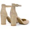 imageDREAM PAIRS Womens Closed Toe Chunky Heels Ankle Strap Low Block Heels Round Toe Dress Bridal Wedding Pumps ShoesGoldglitter
