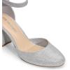 imageDREAM PAIRS Womens Closed Toe Chunky Heels Ankle Strap Low Block Heels Round Toe Dress Bridal Wedding Pumps ShoesSilverglitter