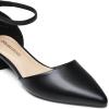 imageDREAM PAIRS Womens Dress Shoes Low Heel Pumps Closed Pointed Toe Comfort Casual DOrsay Flats Ankle StrapBlackpu