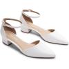 imageDREAM PAIRS Womens Dress Shoes Low Heel Pumps Closed Pointed Toe Comfort Casual DOrsay Flats Ankle StrapWhite