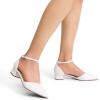 imageDREAM PAIRS Womens Dress Shoes Low Heel Pumps Closed Pointed Toe Comfort Casual DOrsay Flats Ankle StrapWhite