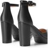 imageDREAM PAIRS Womens Platform Chunky High Heels Closed Toe Block Ankle Strap Dress Bridal Party Wedding ShoesBlackpu