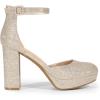 imageDREAM PAIRS Womens Platform Chunky High Heels Closed Toe Block Ankle Strap Dress Bridal Party Wedding ShoesGold