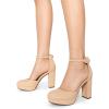 imageDREAM PAIRS Womens Platform Chunky High Heels Closed Toe Block Ankle Strap Dress Bridal Party Wedding ShoesNude