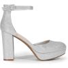 imageDREAM PAIRS Womens Platform Chunky High Heels Closed Toe Block Ankle Strap Dress Bridal Party Wedding ShoesSilver