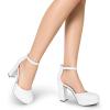 imageDREAM PAIRS Womens Platform Chunky High Heels Closed Toe Block Ankle Strap Dress Bridal Party Wedding ShoesWhite