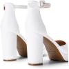 imageDREAM PAIRS Womens Platform Chunky High Heels Closed Toe Block Ankle Strap Dress Bridal Party Wedding ShoesWhite