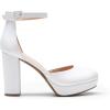 imageDREAM PAIRS Womens Platform Chunky High Heels Closed Toe Block Ankle Strap Dress Bridal Party Wedding ShoesWhite