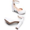imageDREAM PAIRS Womens Platform Chunky High Heels Closed Toe Block Ankle Strap Dress Bridal Party Wedding ShoesWhite
