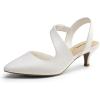 imageDREAM PAIRS Kitten Heels for Women Closed Toe Pointed Toe Low Heel Strappy Pumps Party Dance Wedding Dress Shoes for WomenWhite