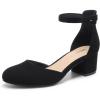 imageDREAM PAIRS Womens Closed Round Toe Low Block Heels Ankle Strap Chunky Heel Pumps Dress Wedding Office Party ShoesBlacknubuck