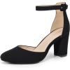 imageDREAM PAIRS Womens Closed Toe Chunky Heels Ankle Strap Low Block Heels Round Toe Dress Bridal Wedding Pumps ShoesBlacknubuck