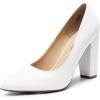 imageDREAM PAIRS Womens High Chunky Block Heels Closed Pointed Toe Slip on Women Pumps Wedding Party Work Comfortable Dress Shoes for WomenWhite