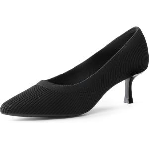 imageDREAM PAIRS Womens Pumps Closed Toe Pointed Toe Kitten Heels for Women Party Dance Wedding Dress Shoes for WomenBlackknit