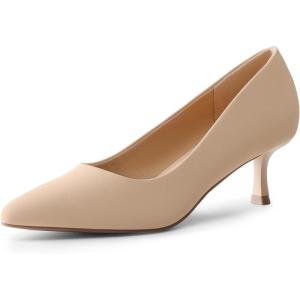 imageDREAM PAIRS Womens Pumps Closed Toe Pointed Toe Kitten Heels for Women Party Dance Wedding Dress Shoes for WomenNude