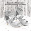 imageDREAM PAIRS Girls Sandals Low Heel Dress Pump SandalsSilver
