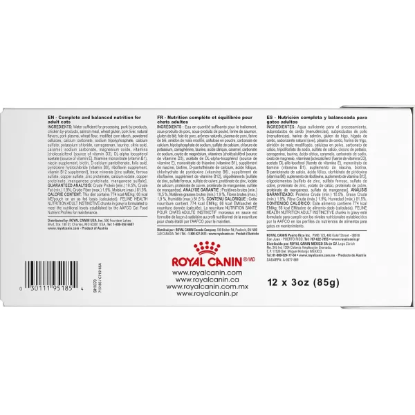 imageRoyal Canin Adult Instinctive Thin Slices in Gravy Wet Cat Food 3 oz 12Pack3 Ounce Pack of 12 Chunks in Gravy