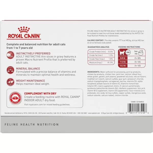 imageRoyal Canin Adult Instinctive Thin Slices in Gravy Wet Cat Food 3 oz 12Pack3 Ounce Pack of 12 Thin Slices in Gravy