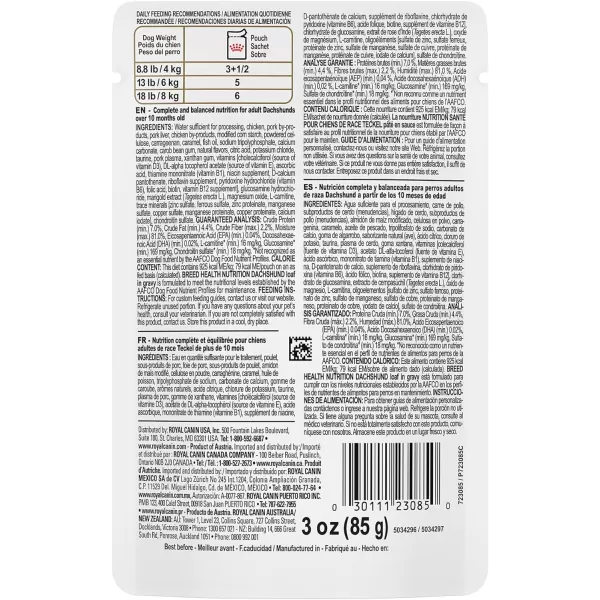 imageRoyal Canin Breed Health Nutrition Dachshund Adult Loaf in Sauce Canned Dog Food 3 oz Pack of 243 Ounce Pack of 12 Loaf in Gravy