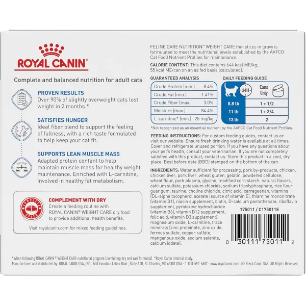 imageRoyal Canin Feline Weight Care Thin Slices in Gravy Canned Adult Wet Cat Food 3 oz cans 6packRoyal Canin Feline Weight Care Thin Slices in Gravy Canned Adult Wet Cat Food 3 oz cans 6pack