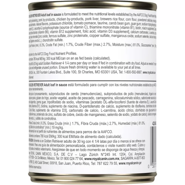 imageRoyal Canin Golden Retriever Loaf in Sauce Canned Dog Food 135 oz canRoyal Canin Golden Retriever Loaf in Sauce Canned Dog Food 135 oz can