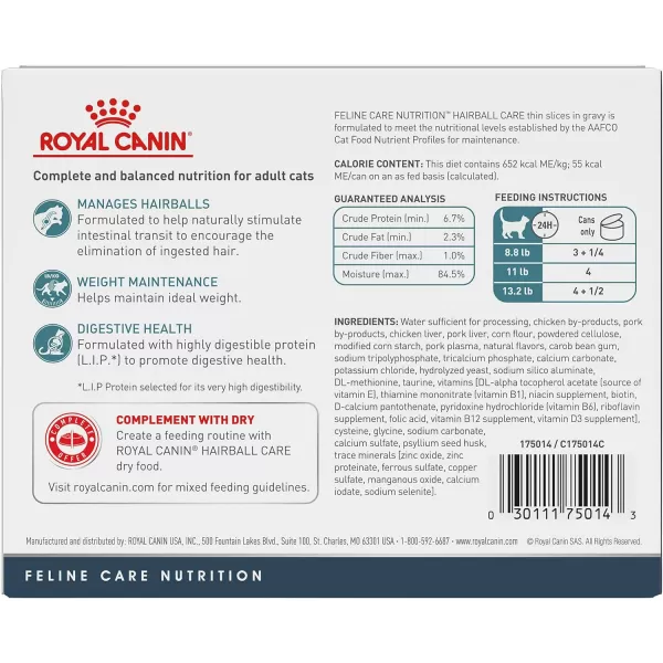 imageRoyal Canin Hairball Care Thin Slices in Gravy Wet Cat Food 3 oz cans 12pack3 Ounce Pack of 6