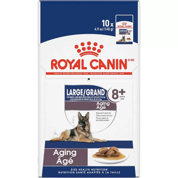 imageRoyal Canin Large Aging 8 Chunks in Gravy Wet Dog Food 49 oz pouches 10count49 Ounce Pack of 1 Aging 8