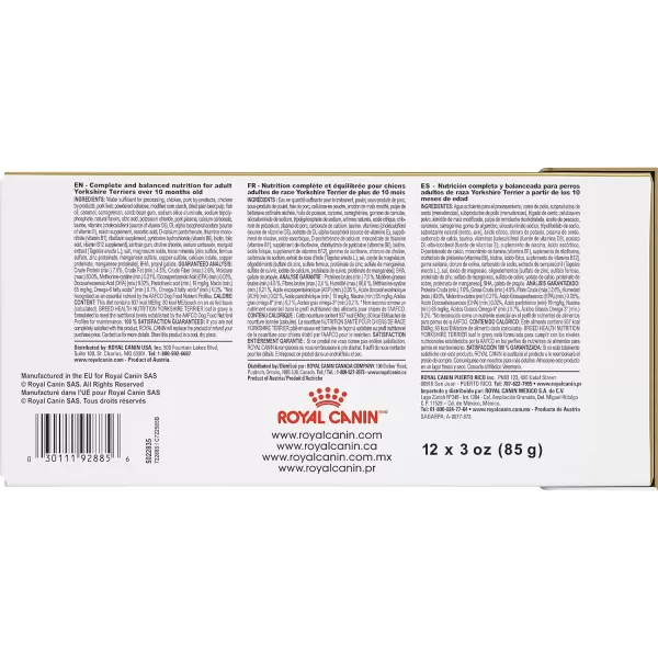 imageRoyal Canin Yorkshire Terrier Adult Breed Specific Wet Dog Food 3 oz 12pack3 Ounce Pack of 12 Loaf in Gravy