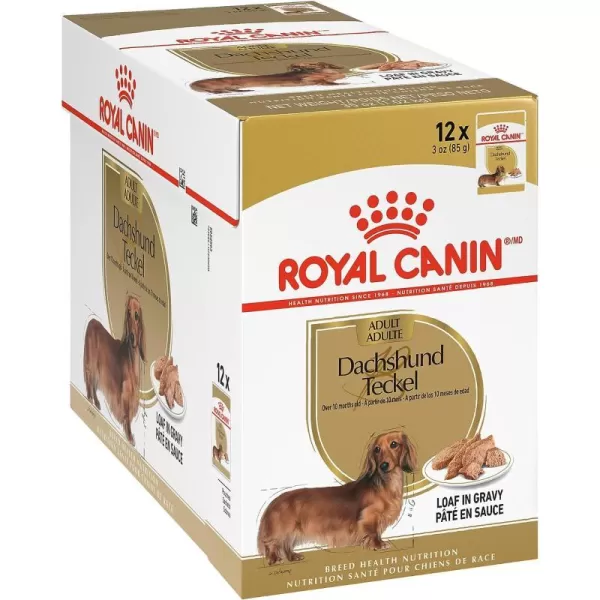 imageRoyal Canin Breed Health Nutrition Dachshund Adult Loaf in Sauce Canned Dog Food 3 oz Pack of 243 Ounce Pack of 12 Loaf in Gravy