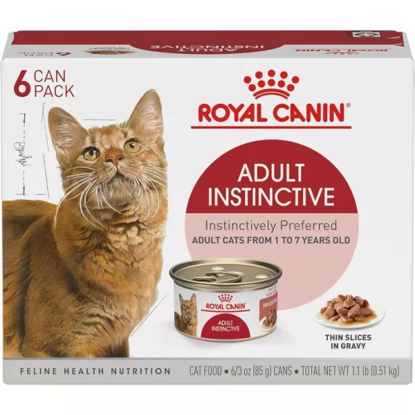 imageRoyal Canin Feline Health Nutrition Adult Instinctive Loaf in Sauce Canned Cat Food 3 Oz Can3oz Pack of 6 Thin Slices in Gravy