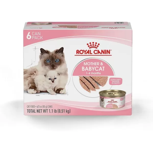 imageRoyal Canin Feline Health Nutrition Mother amp Babycat Ultra Soft Mousse in Sauce Canned Cat Food 58 oz can3 Ounce Pack of 6