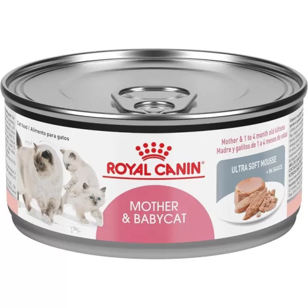 imageRoyal Canin Feline Health Nutrition Mother amp Babycat Ultra Soft Mousse in Sauce Canned Cat Food 58 oz can58 oz Pack of 24