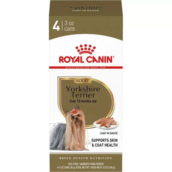 imageRoyal Canin Yorkshire Terrier Adult Breed Specific Wet Dog Food 3 oz 12pack3 Ounce Pack of 4 Loaf in Sauce